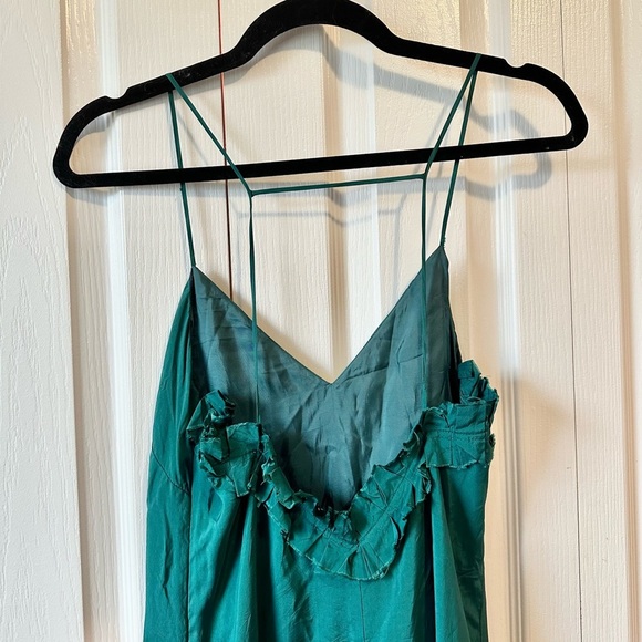 J. Crew collection ruffle slip teal midi sleeveless dress size 2 - Picture 5 of 9